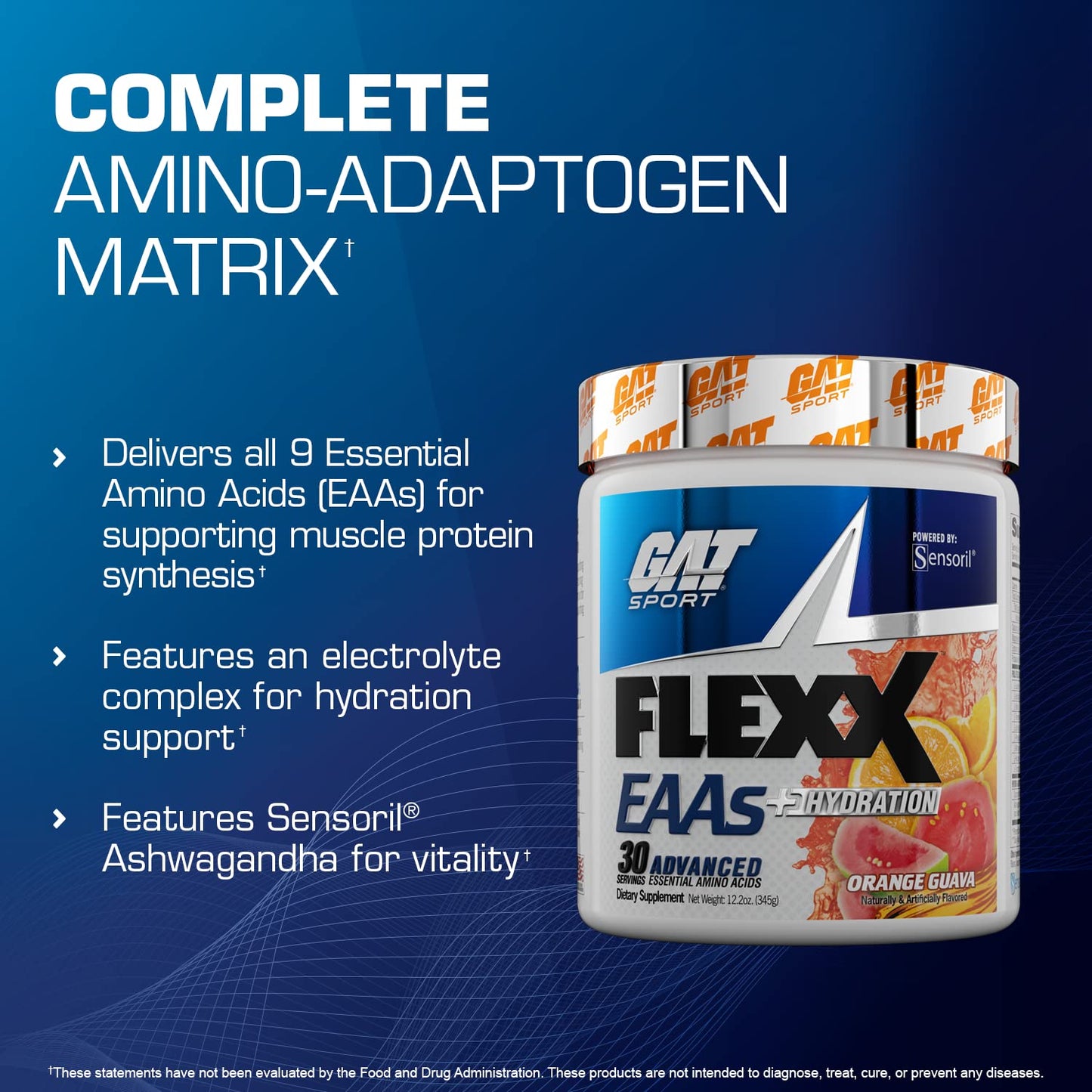 GAT SPORT Flexx EAAs + Hydration, Advanced Essential Amino Acids, 30 Servings (Fruit Punch)
