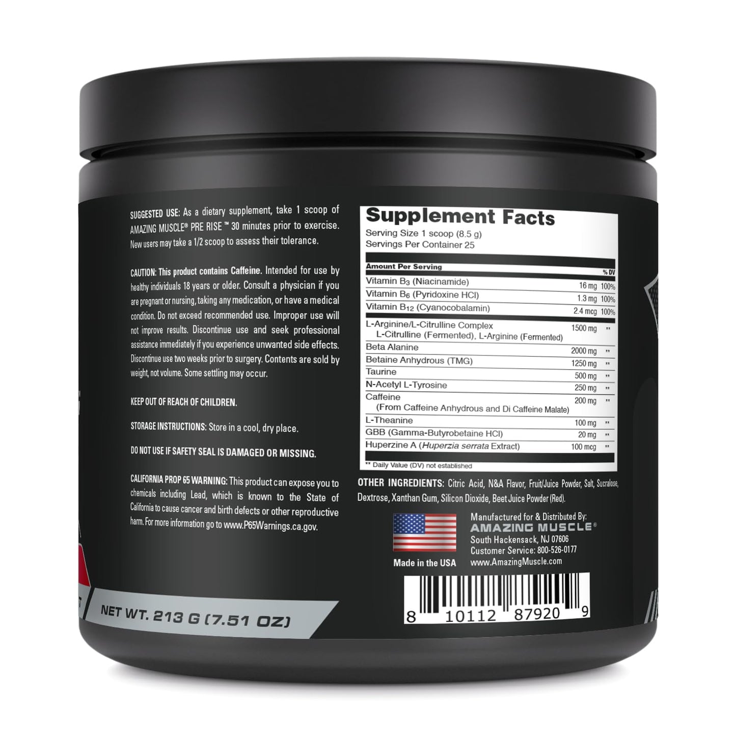 Amazing Muscle Pre Rise | Pre-Workout Powder Supplement with Caffeine & Beta-Alanine for Men & Women | 25 Servings (25 Servings, Fruit Punch)