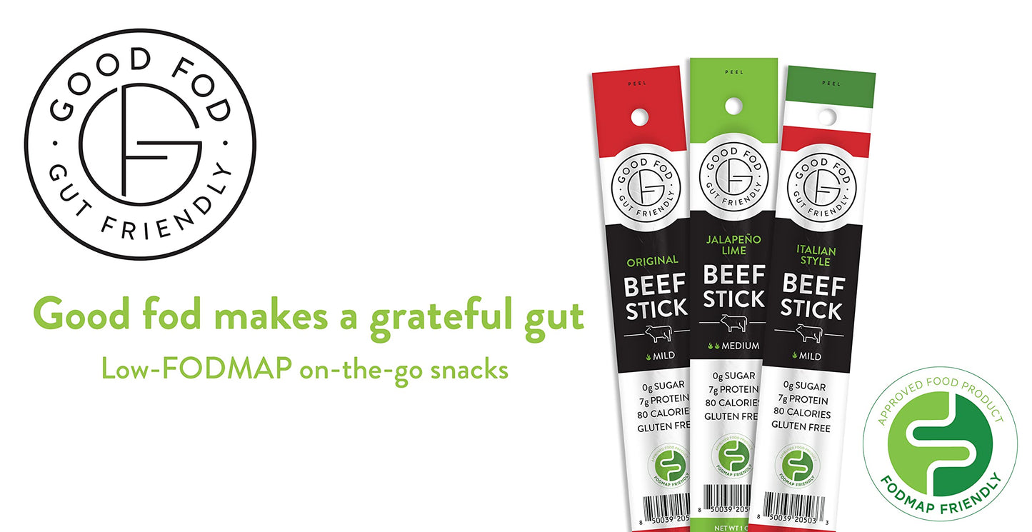 Good Fod Foods Original Meat Sticks  Low FODMAP Snacks for a Healthy Gut Zero Sugar Jerky Sticks Keto Friendly GlutenFree Beef Sticks 1 Ounce 12 Pack