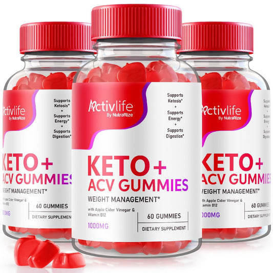 NutraRize (Pack of 3 ActivLife Keto+ACV Gummies for Advanced Weight Loss, Reviews (180 Gummies)
