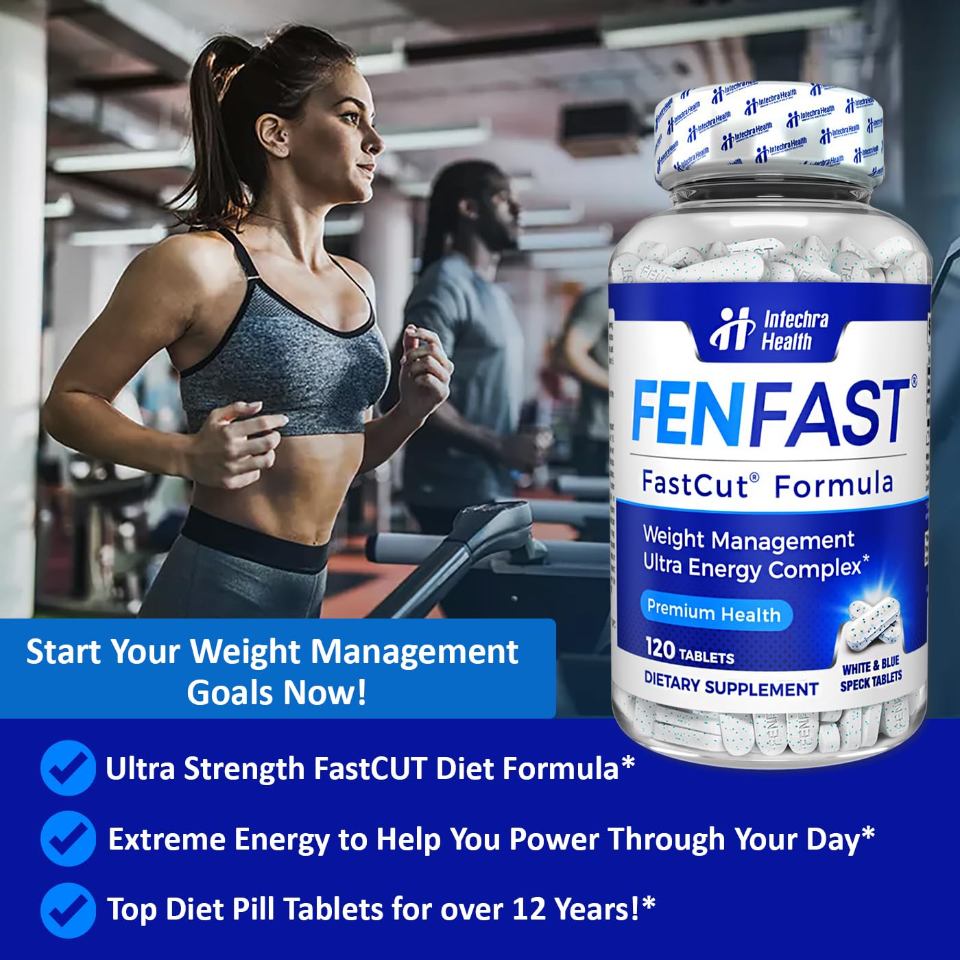 FASTCUT Diet Pills That Work for Weight Management Best Diet Pills + Powerful Energy Boost 120 White Blue Tablets