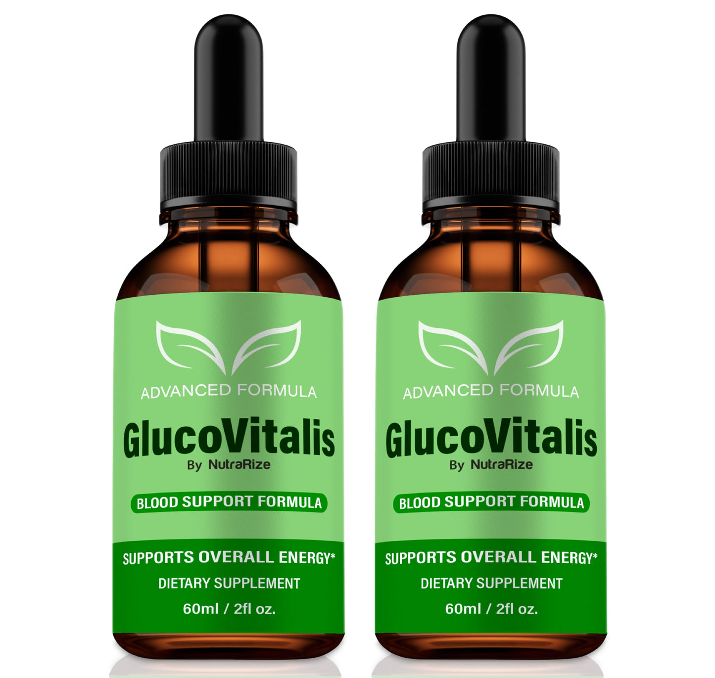 NutraRize (2 Pack) GlucoVitalis Drops, Premium Gluco Vitalis Liquid Dropper, Natural Formula to Support Stable Levels, Energy and Circulation, Official GlucoVitalis En Gotas Review (60 Servings)