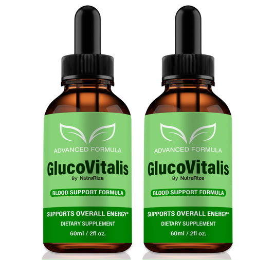 NutraRize (2 Pack) GlucoVitalis Drops, Premium Gluco Vitalis Liquid Dropper, Natural Formula to Support Stable Levels, Energy and Circulation, Official GlucoVitalis En Gotas Review (60 Servings)