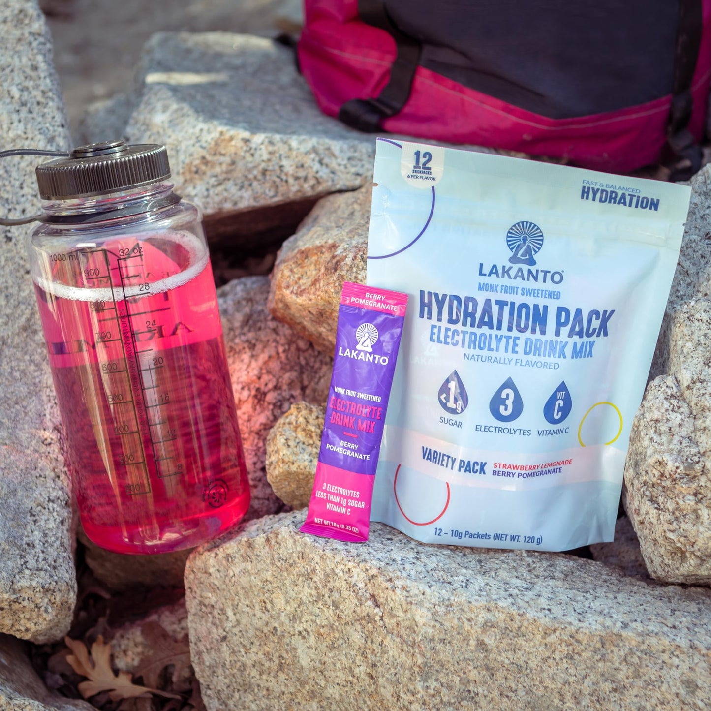 Lakanto Hydration Pack Electrolyte Drink Mix - On The Go Hydration, Replenisher, Sports Nutrition Drink Packets, Performance, Recovery - Variety Pack 12 Sticks (Pack of 1)