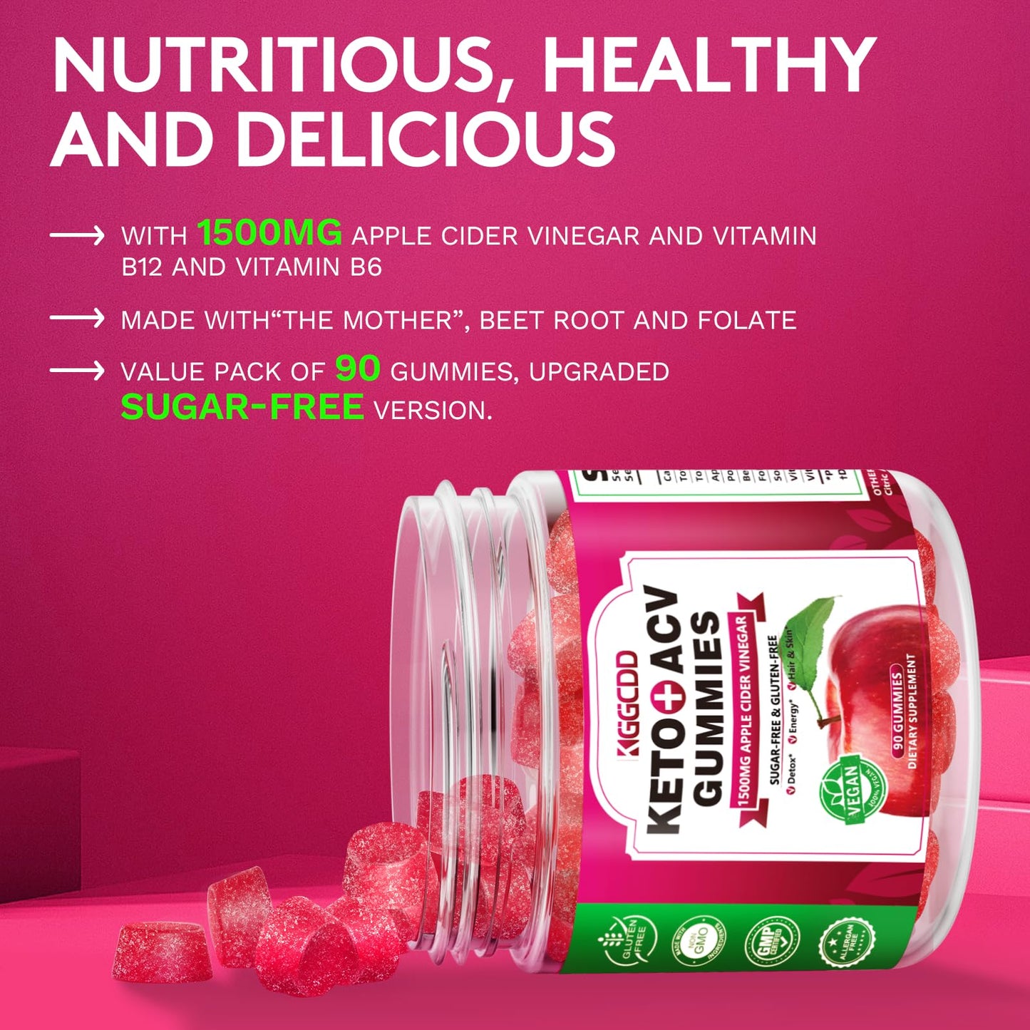 （2 Pack） 90 Count Keto ACV Gummies Formula with 1500MG 180 Count Keto ACV Gummies, Keto Diet Supplement for Women Men - Low Sugar & Gluten Free