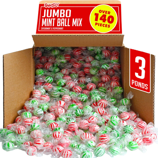 Jumbo Mint Balls  Spearmint  Peppermint Hard Candies  Mint Bulk Candies  Individually Wrapped Bulk Mints  Refreshing Office Candies 5 Pounds