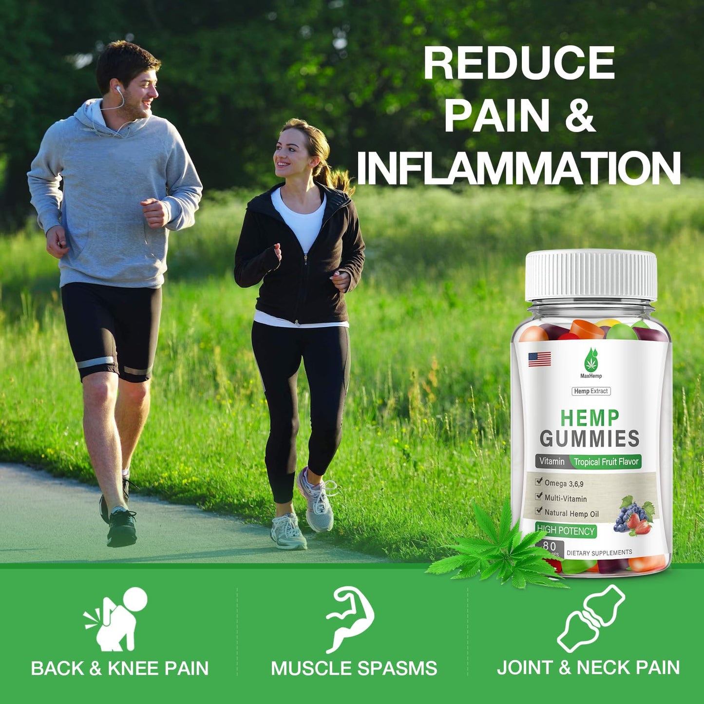 4 Pack Organic Hemp Gummies Extra Strengthen High Potency with Pure Hemp Oil Extract Vegan Edible Bear Candy