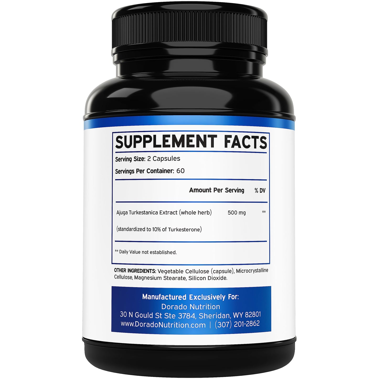 Turkesterone Supplement 500mg (120 Capsules) - Stamina, Drive, Athletic Performance & Muscle Mass - (Ajuga Turkestanica Std. to 10% Turkesterone) (Similar to Ecdysterone) - Non-GMO & Vegan Capsules