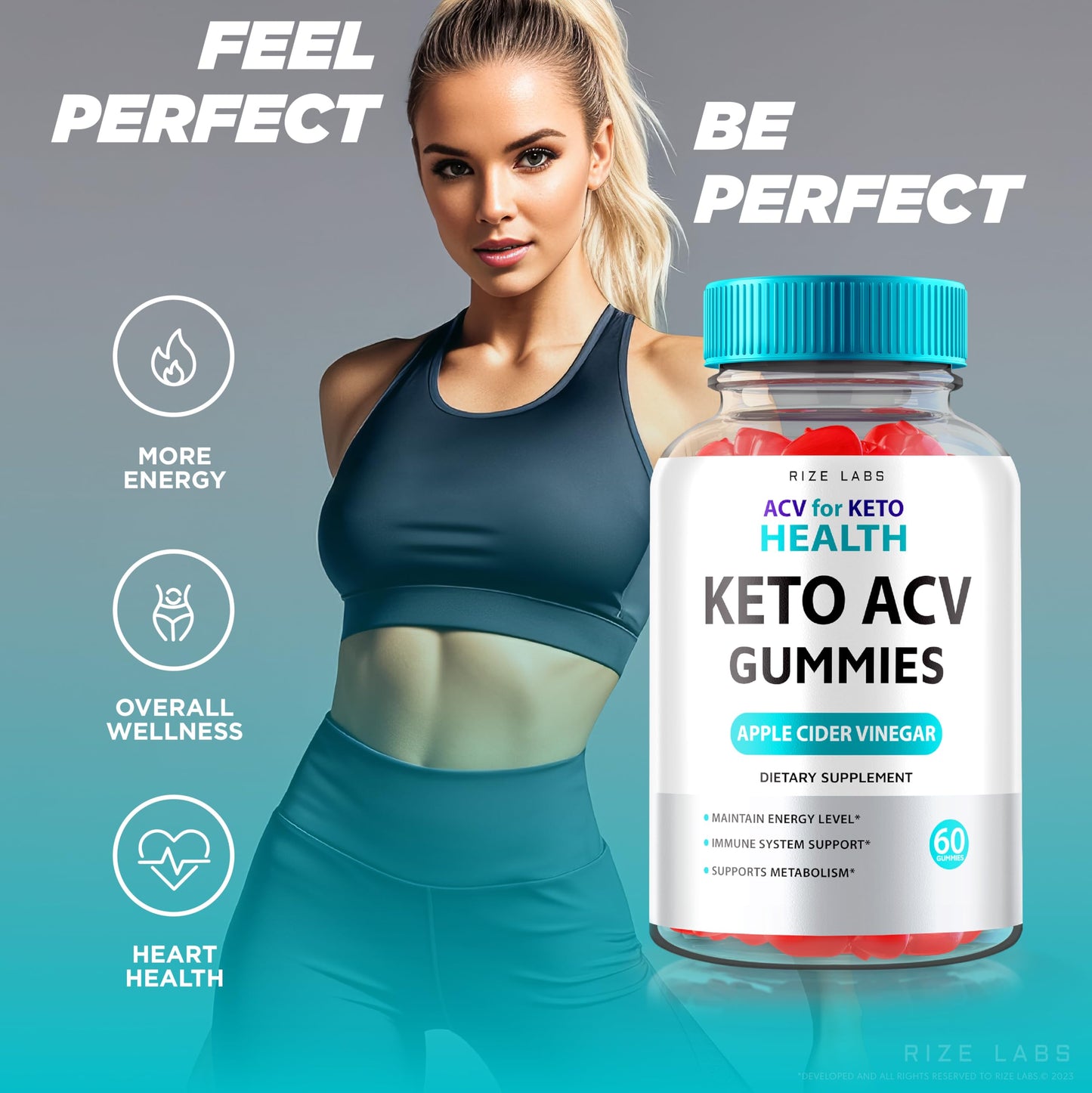 rize labs - ACV for Keto Health Gummies - 750mg Advanced Weight Loss with Apple Cider Vinegar ACV Supplement for Belly Fat (300 Gummies)
