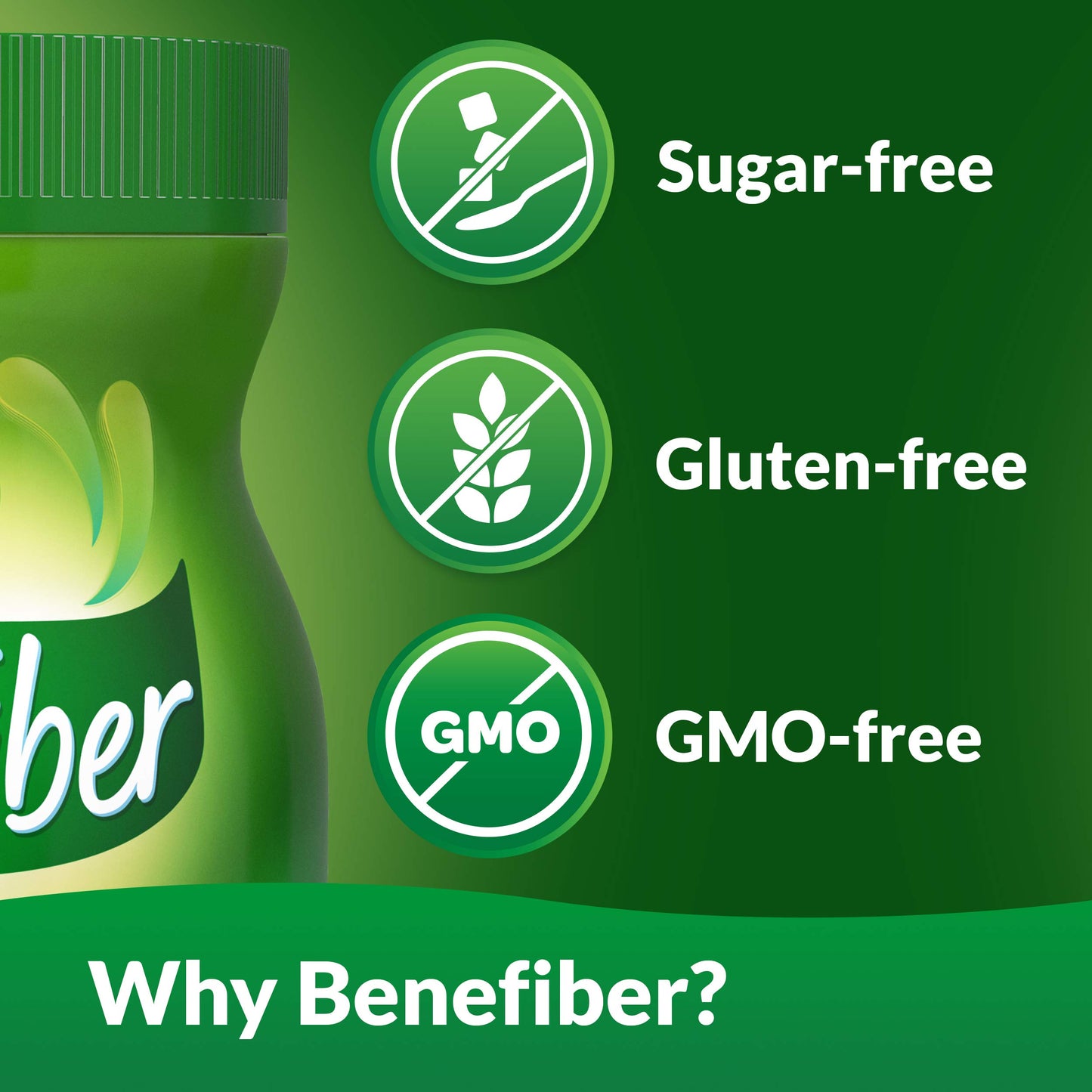 Benefiber Daily Prebiotic Dietary Fiber Supplement Powder for Digestive Health, 100% Natural, Clear and Taste-Free, 38 servings / 5.4 ounces