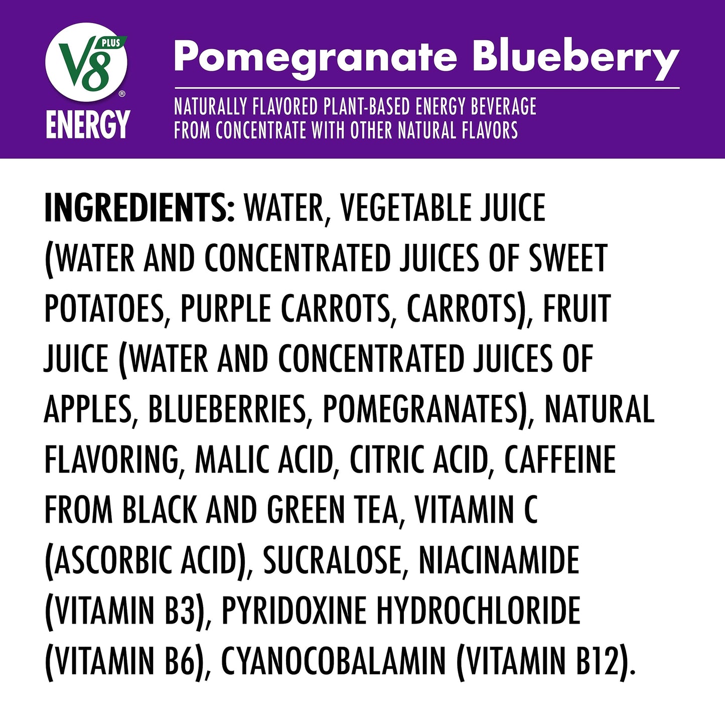 V8 Energy Pomegranate Blueberry Juice Energy Drink 8 fl oz Can 6 Pack