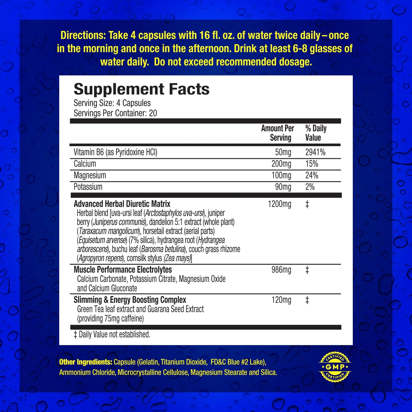 Maximum Human Performance Xpel Maximum Strength Diuretic Water Pills, for Water Retention Relief, Weight loss Support, with Vitamin B-6 Potassium Dandelion Root, 80 Capsules