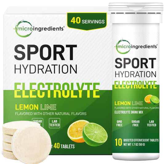Sport Hydration Electrolyte, 40 Bisected Tablets | Natural Lemon Lime Flavor | Electrolytes Drink Mix with Sodium, Potassium, & Magnesium Minerals | Easy to Split & Dissolve, Sugar Free