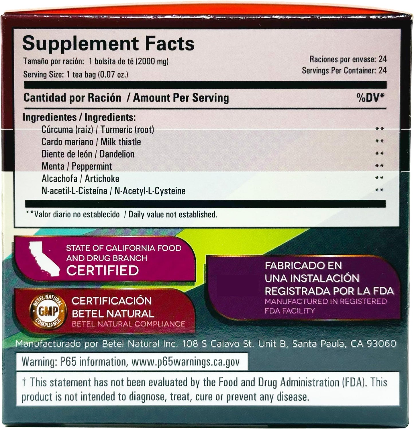 Higadetox Tea by Betel Natural - Healthy Liver Detox - 24 Tea Bags