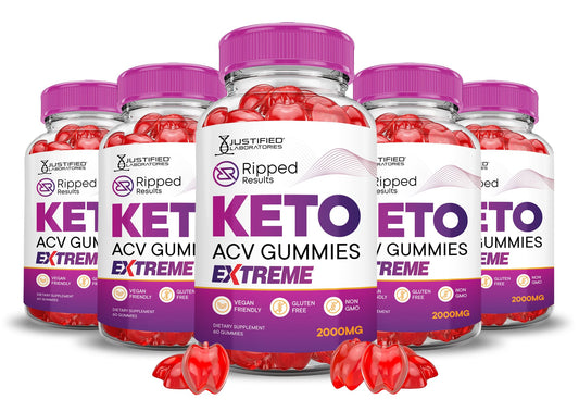 (5 Pack) Ripped Results Keto ACV Gummies Extreme 2000MG Ripped Results Keto Gummies Apple Cider Vinegar Formulated with Pomegranate Beet Juice Powder B12 Vegan Non GMO 300 Gummys