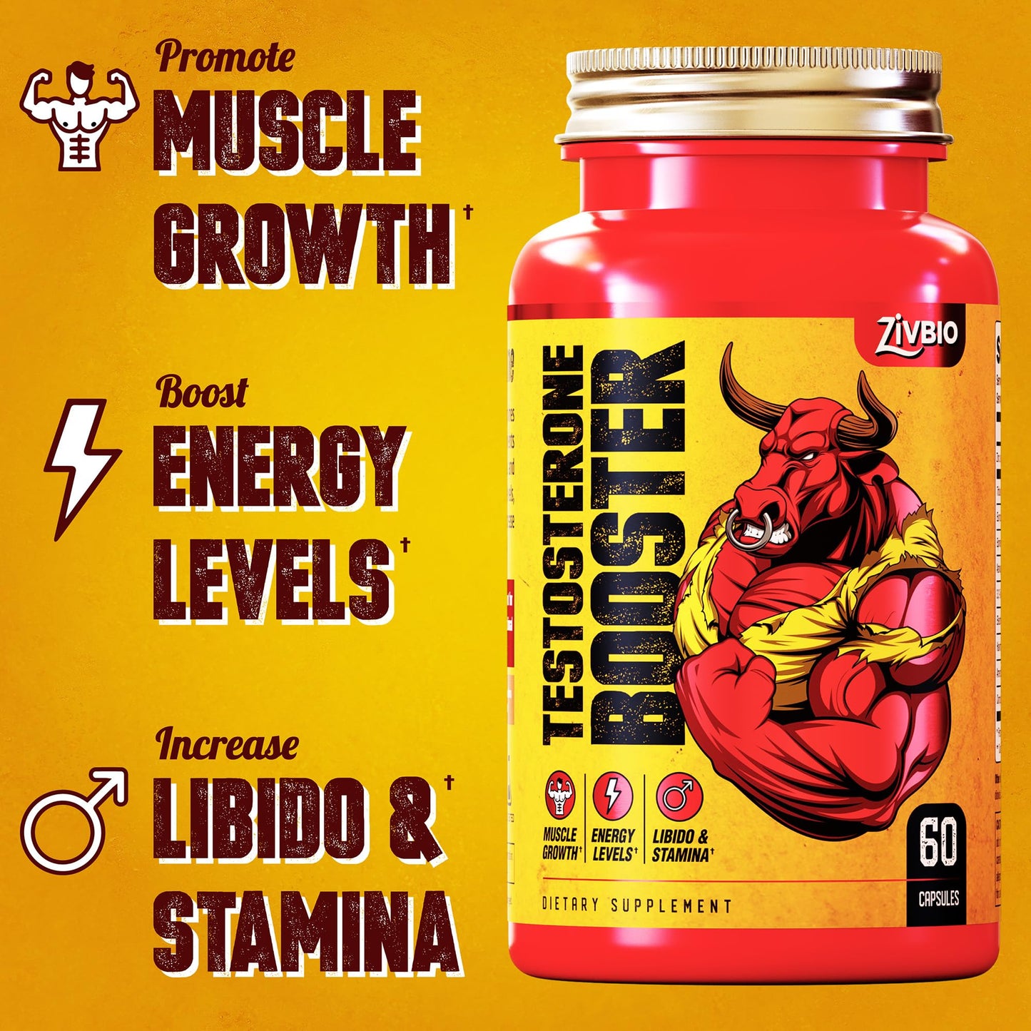 Testosterone Booster Supplement for Men - Ashwagandha, Tongkat Ali, DIM, Zinc, Tribulus & More - Workout, Muscle Builder, Energy, Libido, Strength - Male Enhancing Total Test Boost Pills - 30 Servings