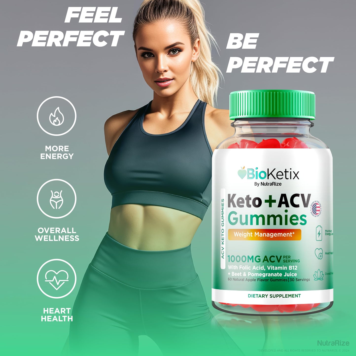 Bioketix Keto ACV Gummies, Official Bio Ketix Gummies, All Natural Apple Cider Vinegar 1000 MG, Premium Weight Loss Support Formula, ACV Keto Gummy, Keto+ACV Gomitas Reviews (60 Gummies)