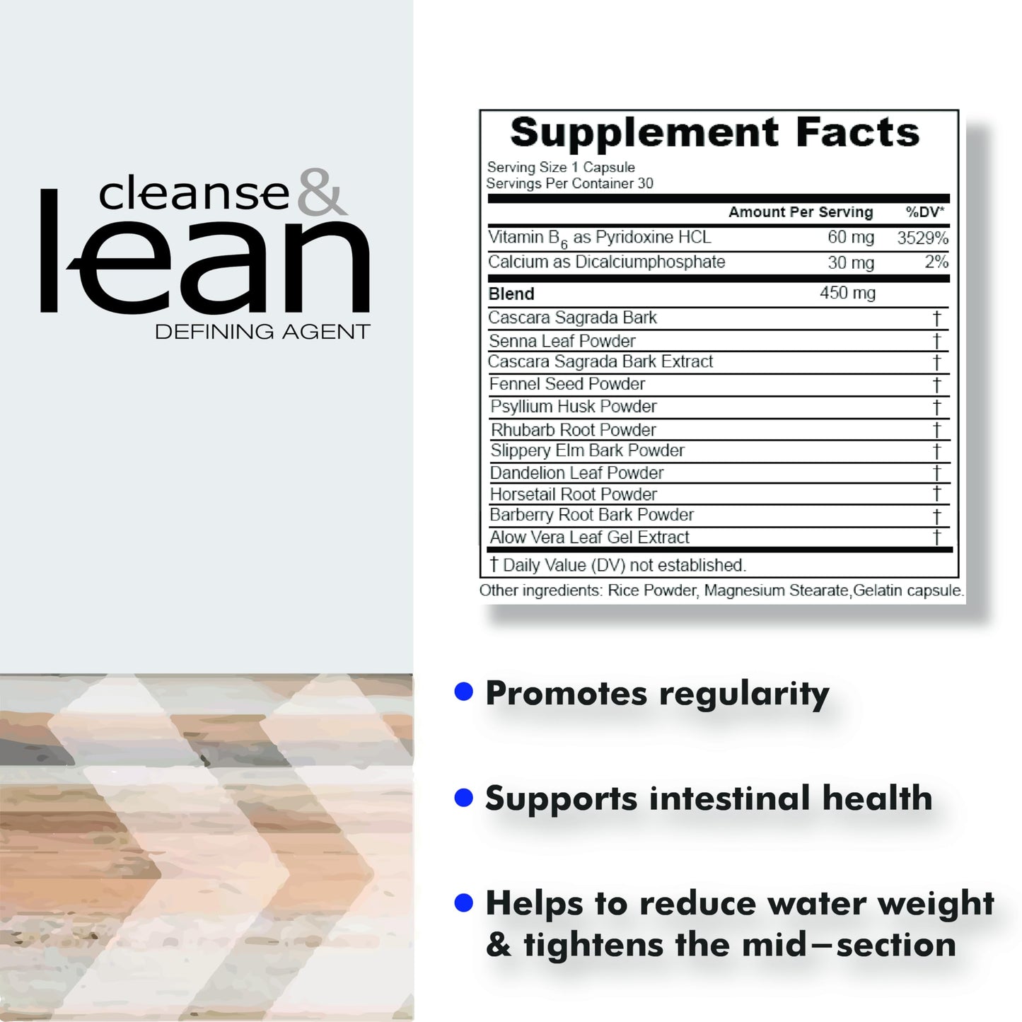 Max Muscle Naturaliga Cleanse and Lean Defining Agent Herbal Cleanse for Regularity w/Natural Detoxifying Ingredients for Gut Health Colon Detox Health and Bloating, 30 Count