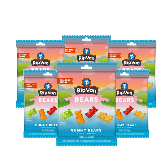 Rip Van Low Sugar Gummy Bears  Healthy Real Fruit Snacks GlutenFree Mixed Fruit Flavors 6 Pack 353oz Bags
