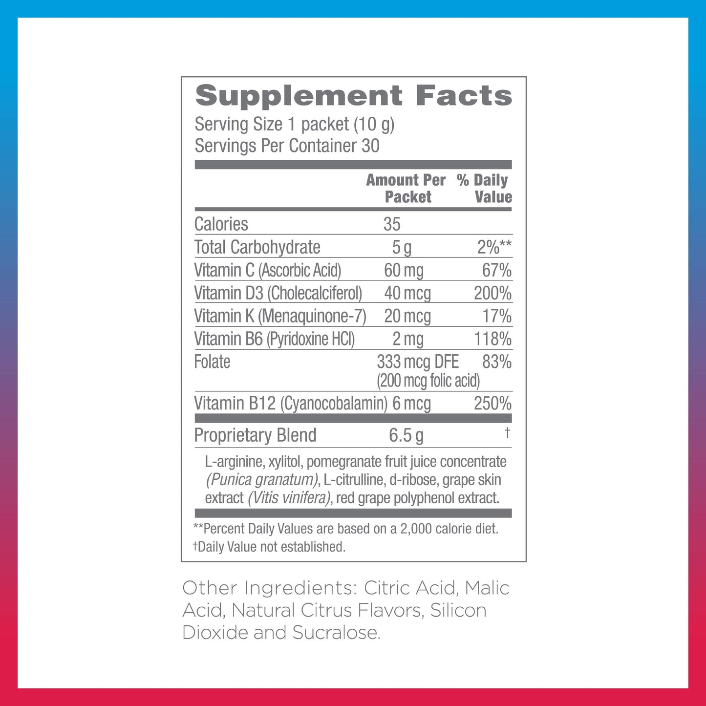 Synergy ProArgi-9 Plus L-Arginine Complexer Dietary Supplement - Citrus Berry - 30 Packets