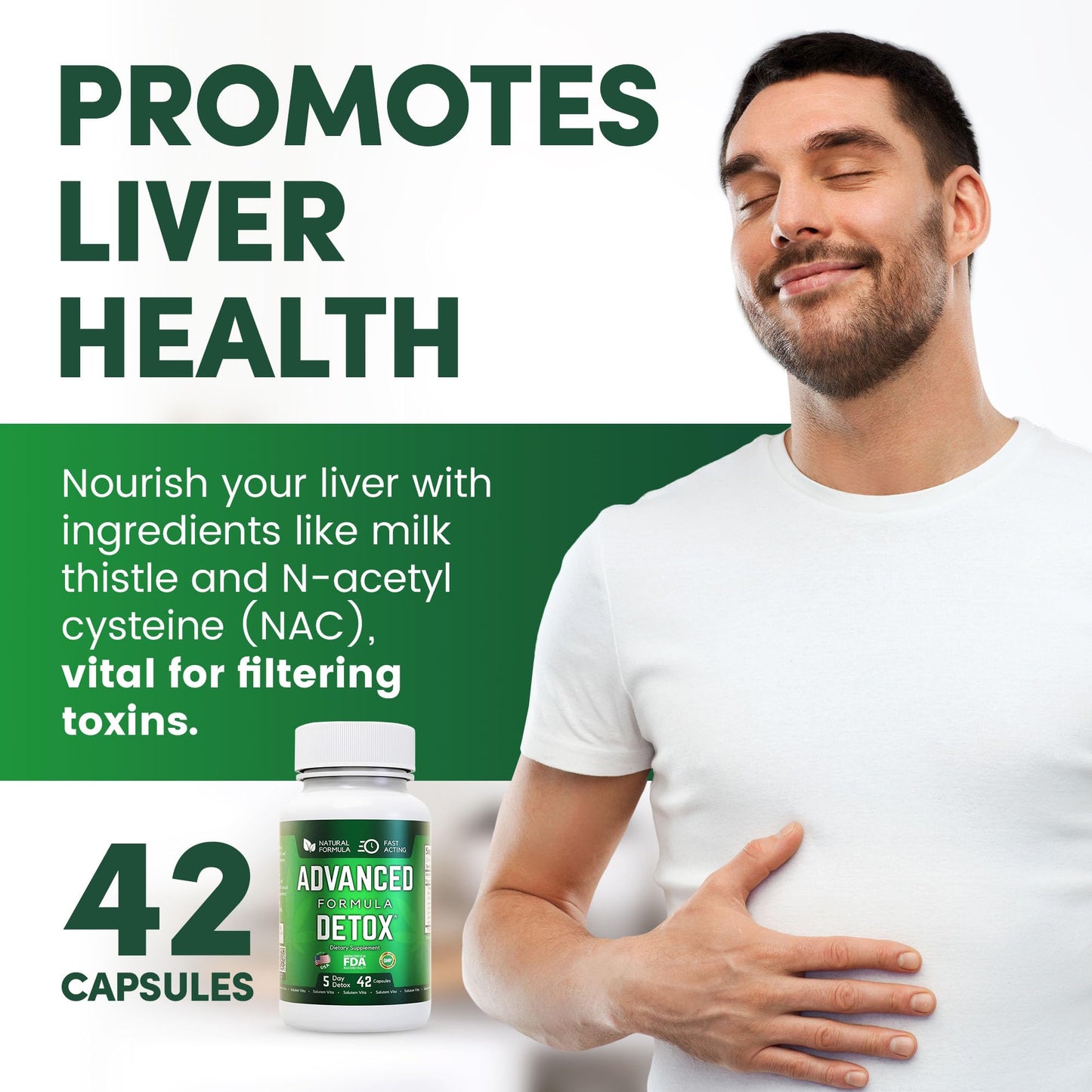 Salutem Vita Advanced Detox Cleanse, Natural Detox & Cleanse with Milk Thistle, Licorice Powder, and More, Body Cleanse Detox for Women and Men, 42 Capsules