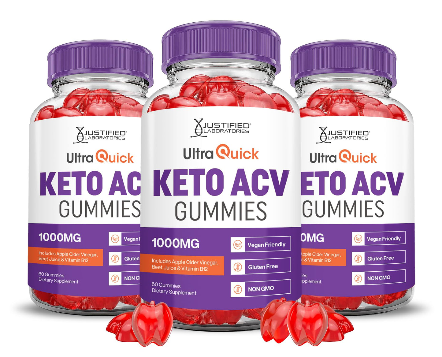 (3 Pack) Ultra Quick Keto ACV Gummies Advanced Formula 1000MG Ultraquick Keto Gummies Apple Cider Vinegar Formulated with Pomegranate Beet Juice Powder B12 Vegan Non GMO 180 Gummys