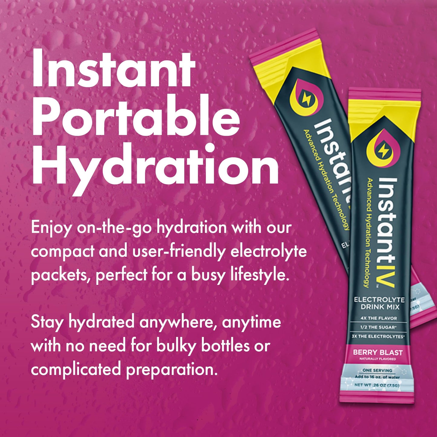 Electrolytes Powder - 3X Electrolytes,1/2 Sugar with Vitamin C, B3, B6, Electrolytes Powder Packets for Hydration, Recovery & Immunity, Vegan & Gluten Free | Berry Blast - 12 Packets