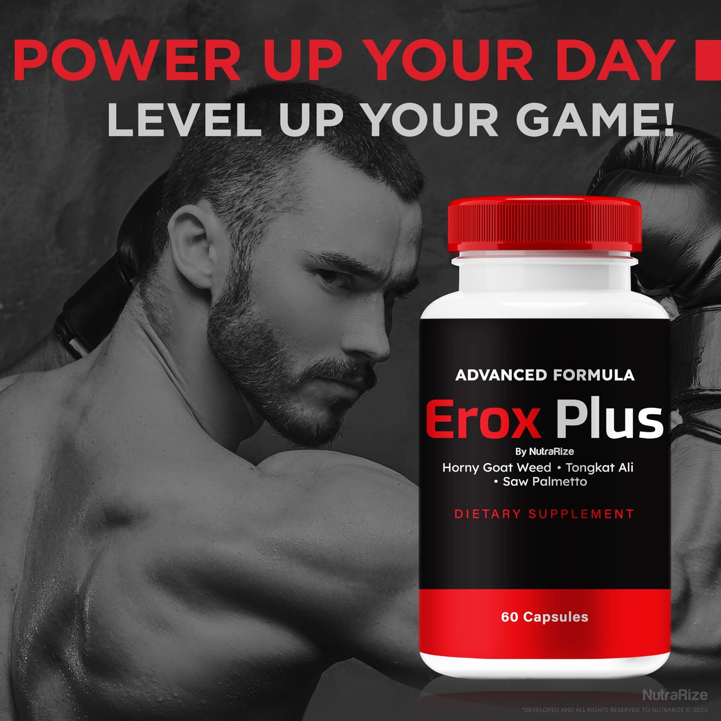 Erox Plus for Men, Official Erox Plus Pills, All Natural Male Formula to Boost Performance, Stamina and Overall Health, Erox+ Pastillas Reviews (60 Capsules)