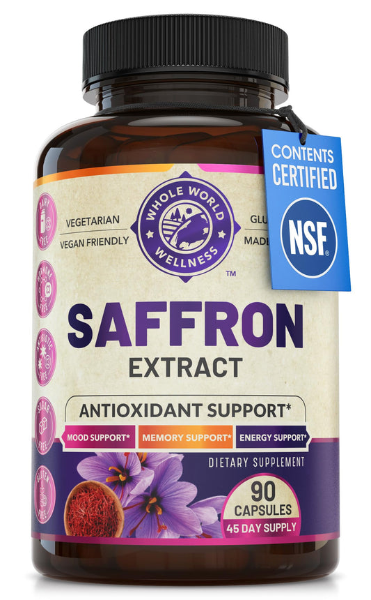 100% Pure Saffron Extract - Supports Weight and Appetite Health, Mood, Focus, Memory, Digestion, Eye, Skin and Brain Health. NSF Certified Saffron Supplements for Women and Men, 45-Day Supply.
