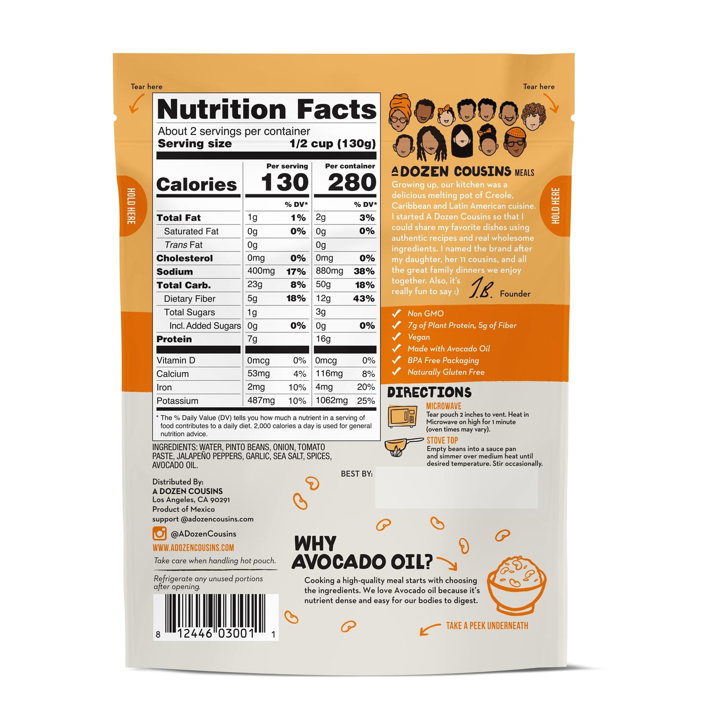 A Dozen Cousins Seasoned Pinto Beans Vegan and NonGMO Meals Microwaveable Beans Ready to Eat Made with Avocado Oil Mexican Pinto Beans 6Pack