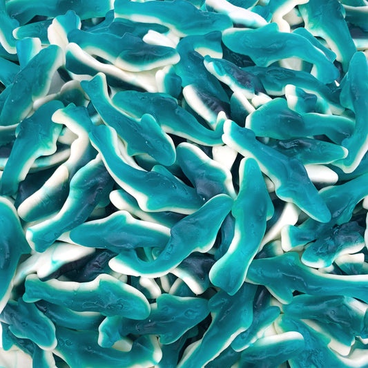 Blue Sharks Raspberry Marshmallow Gummy Candy 1 Pound Bag