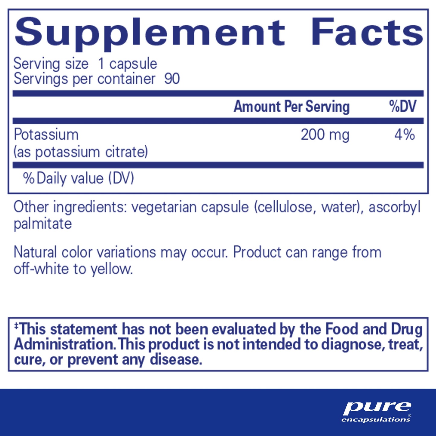 Pure Encapsulations Potassium (Citrate) - Essential Electrolyte Supplement to Support Nerve & Muscle Function, Adrenals, Hormones, Heart Health & Energy* - Potassium Citrate Capsule - 90 Capsules