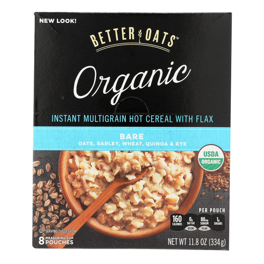 Better Oats Organic Instant Multigrain Hot Cereal  Bare  Case of 6  118 oz