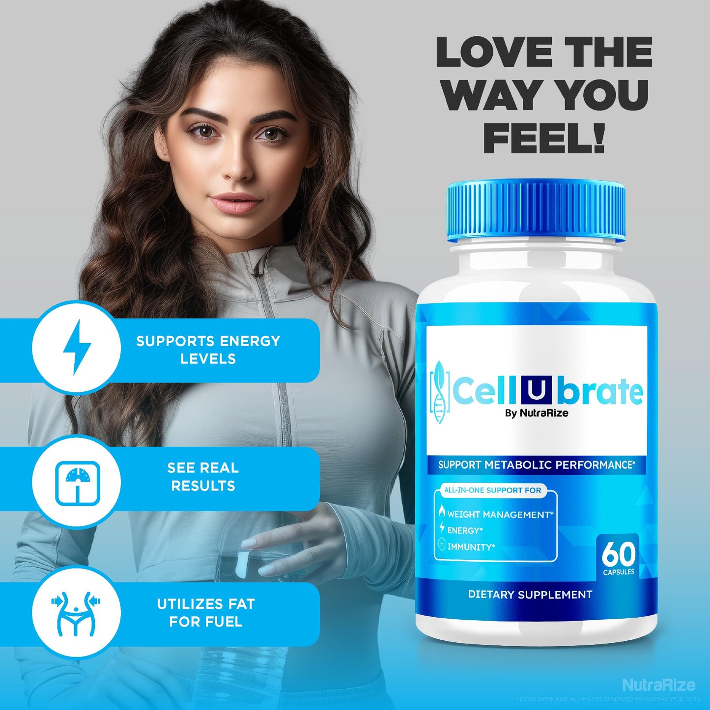 NutraRize Cellubrate Capsules, Official Detox Supplement, All-Natural Weight Loss Formula for Body and Fitness Goals, Premium Keto Pills, Cellu Brate Pastillas Reviews (60 Capsules)