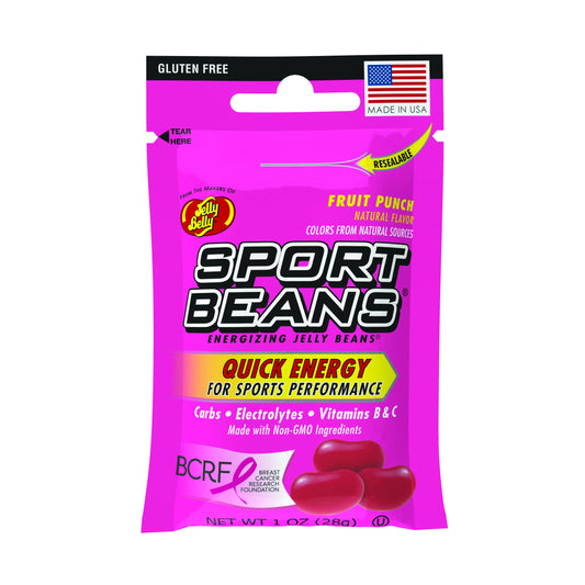 Sport Beans® Energizing Jelly Beans with Electrolytes and Vitamins, by Jelly Belly - Fruit Punch Flavor, Case of 24 x 1 Ounce Resealable Bags