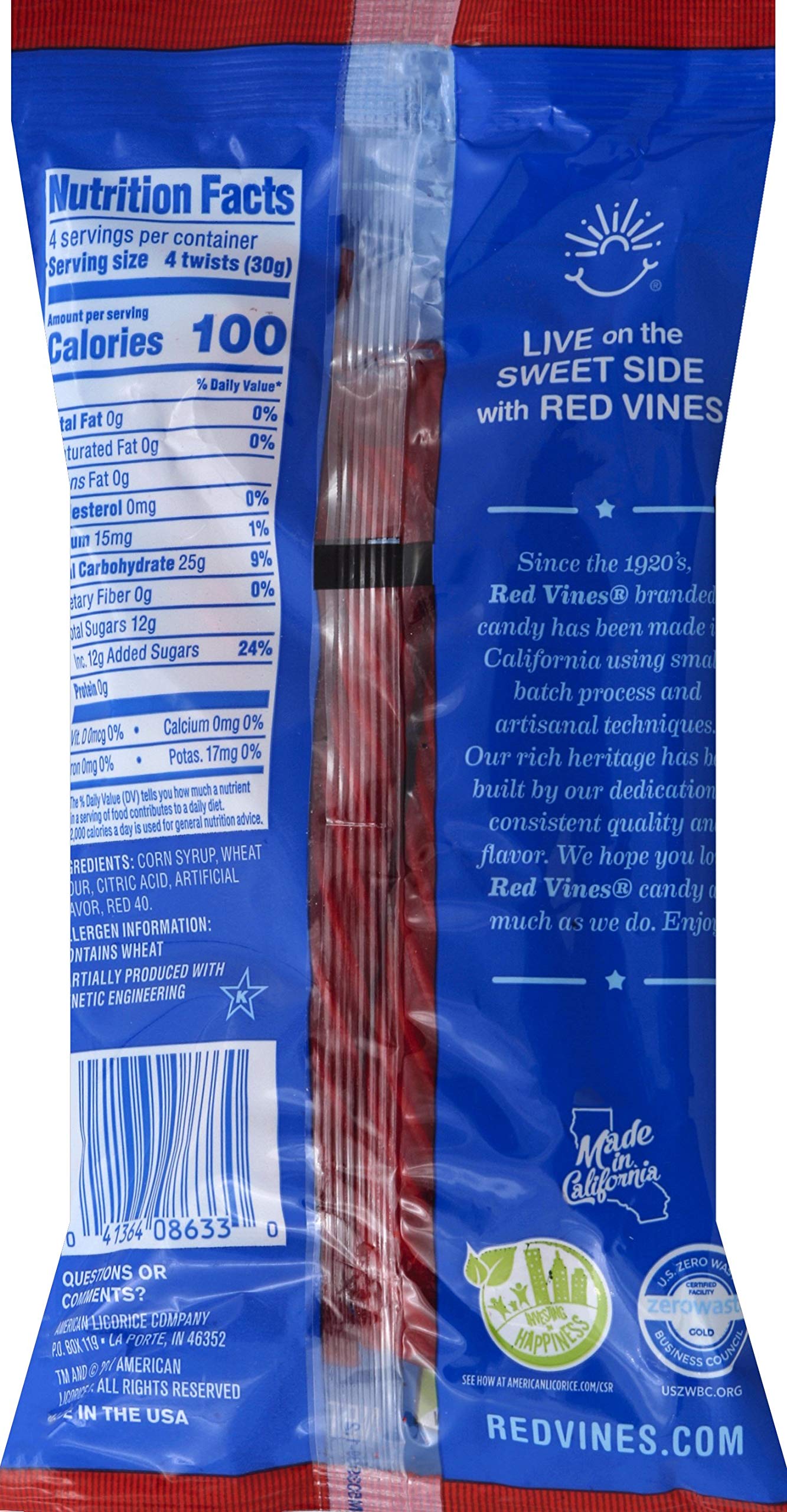 Red Vines Licorice Twists Original Red Flavor Soft  Chewy Candy 4 Ounce Pack of 24