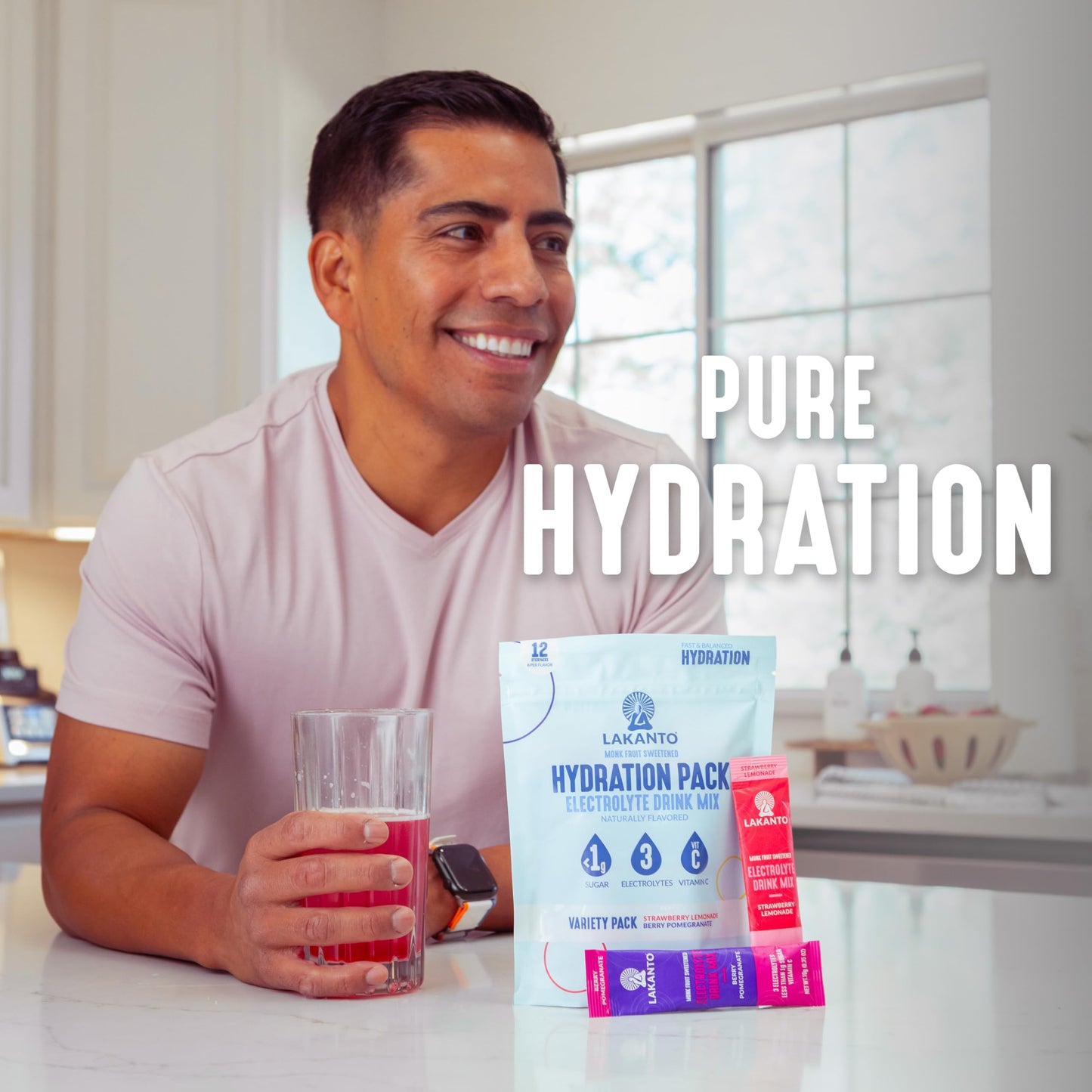 Lakanto Hydration Pack Electrolyte Drink Mix - On The Go Hydration, Replenisher, Sports Nutrition Drink Packets, Performance, Recovery - Variety Pack 12 Sticks (Pack of 1)