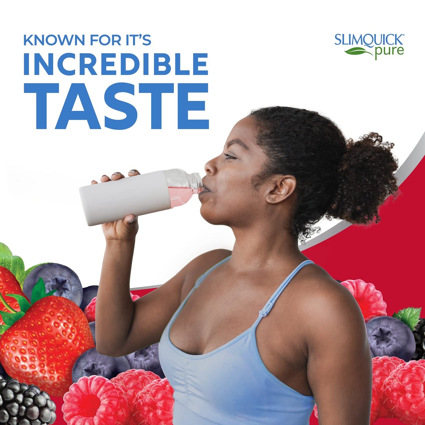 Slimquick Pure 3x Extra Strength Mixed Berry Drink Mix for Women to Help Achieve Weight Goals, Helps Metabolism, Keeps Full for Longer with Green Tea, Caffeine, Chaste Tree, Rhodiola Extract, 26 Count