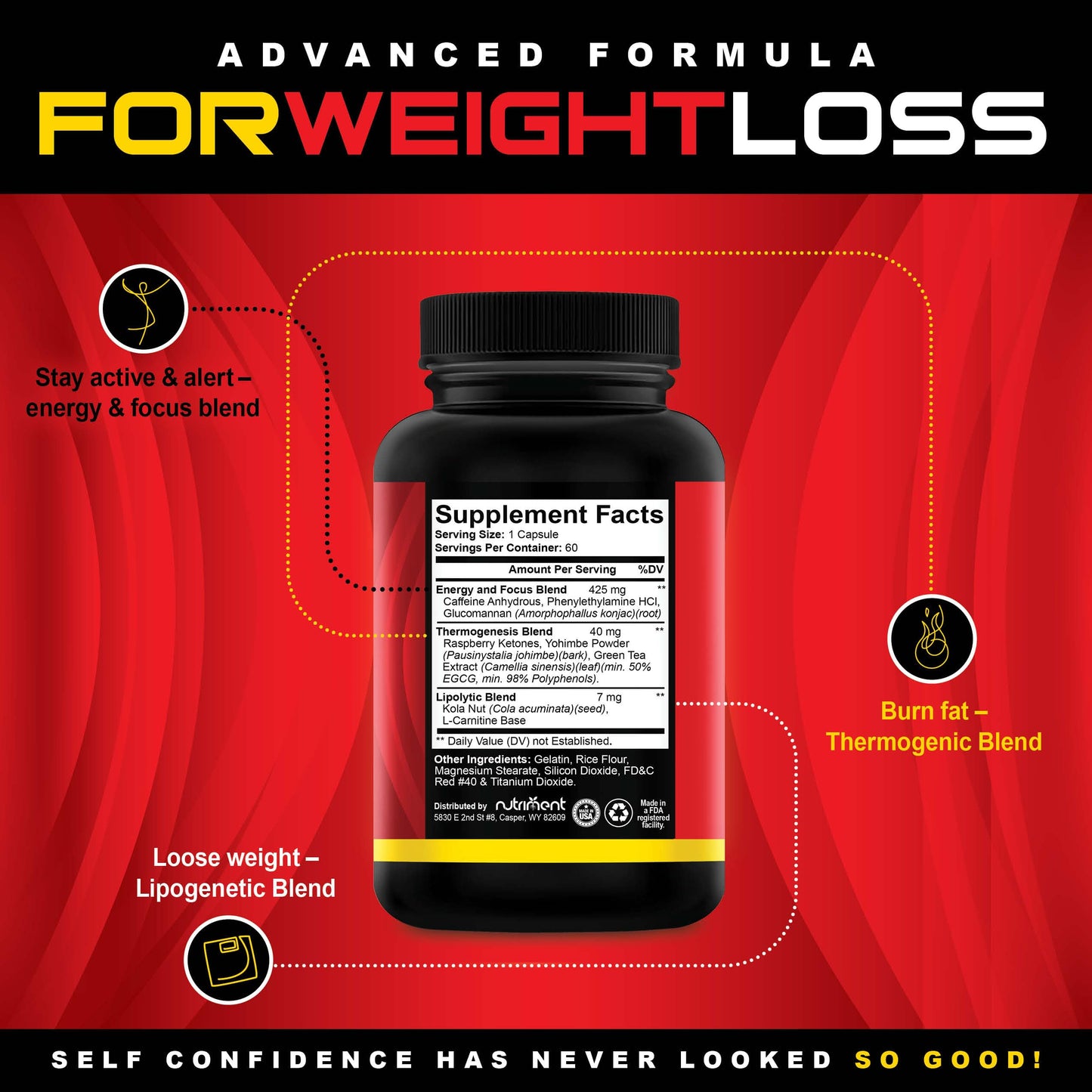 Nutriment Quick Ten - Best Weight Loss Pills - Natural Metabolism Booster, Appetite Suppressant, Fat Burner Pills - Premium Diet Pills for Women and Men - Energy and Focus Blend - 60 Capsules