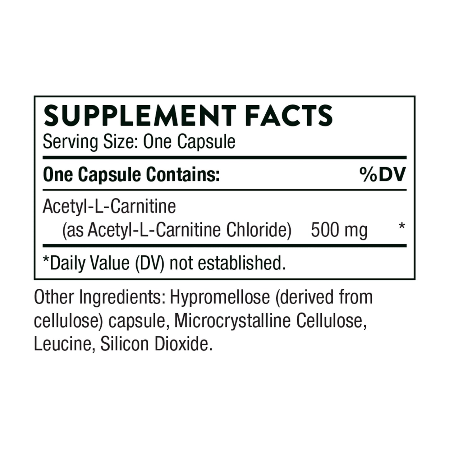 THORNE Acetyl-L-Carnitine - 500 mg - Supports Brain Function & Healthy Nerve Sensations in The Hands & Feet* - Gluten, Dairy & Soy-Free - 60 Capsules