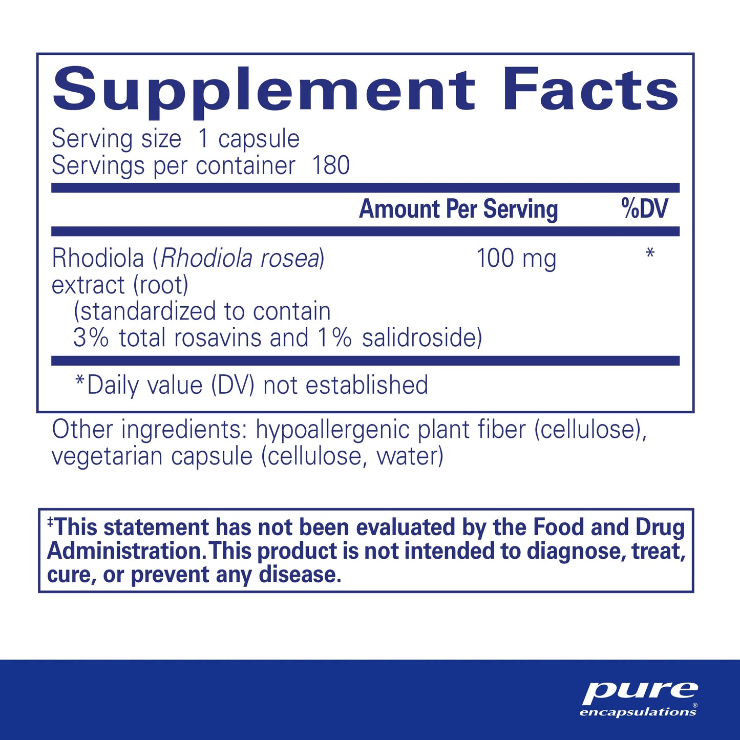 Pure Encapsulations Rhodiola Rosea - for Occasional Stress, Endurance & Fatigue Relief* - with Adaptogens - Gluten Free & Vegan - 180 Capsules