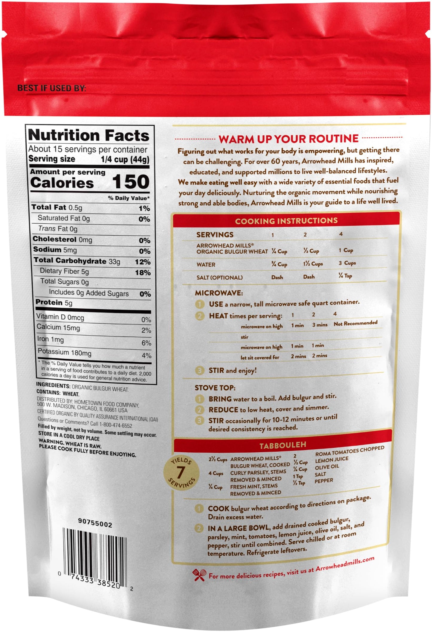 Arrowhead Mills Breakfast Variety 1 of each Steel Cut Oats and Bulgur Wheat USDA Organic NonGMO 24 oz Pack of 2 with By The Cup Cereal Bowl