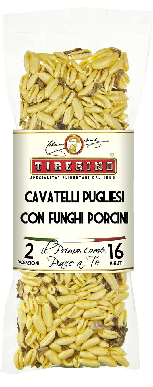 Cavatelli Pasta with Porcini Mushrooms Tiberinos Real Italian Meals Vegan Friendly All Natural  Imported from Italy  No GMOs  7 oz SunDried Ingredients 1 Pan Cooking  No Straining Needed