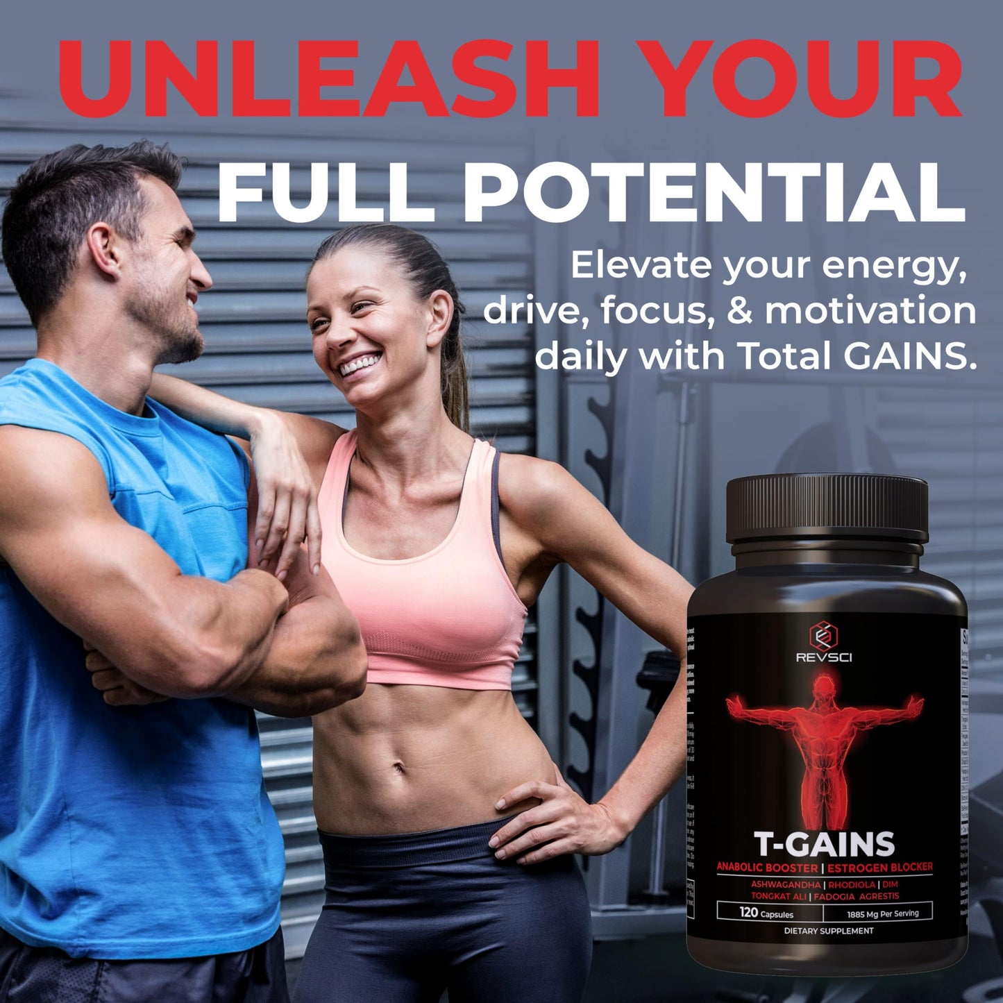 Anabolic Booster & Muscle Builder for Men, Total GAINS Muscle Growth & Estrogen Blocker for Men, Ashwagandha Shilajit for Men, Fadogia Agrestis Tongkat Ali for Men, HGH Supplements for Men, 120 Count