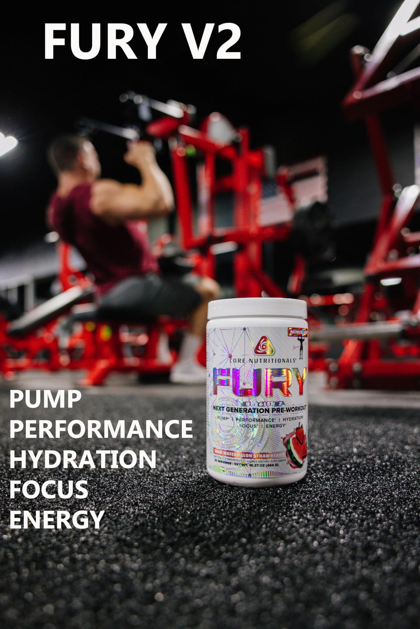 Core Nutritionals Fury V2: Pre-Workout Powder to Maximize Performance in The Gym W/Zum-XR® Caffeine, L-CItruline, and Alpha GPC (40 Scoops) (Fun Sweets™ Cherry Berry)