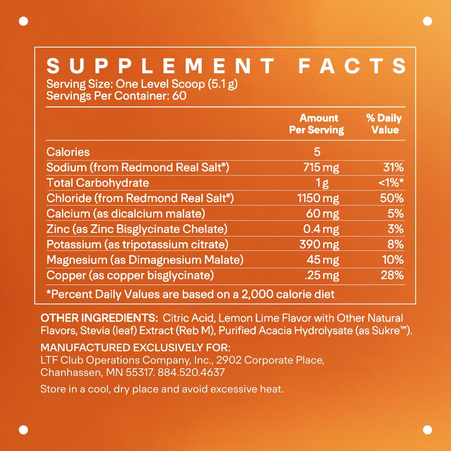 LTH Hydrate Hydration Mix - NSF Certified for Sport - Premium Electrolyte Powder - Plant-Based, Non-GMO, Gluten Free & Dairy Free - 60 Servings (Lemon Lime)