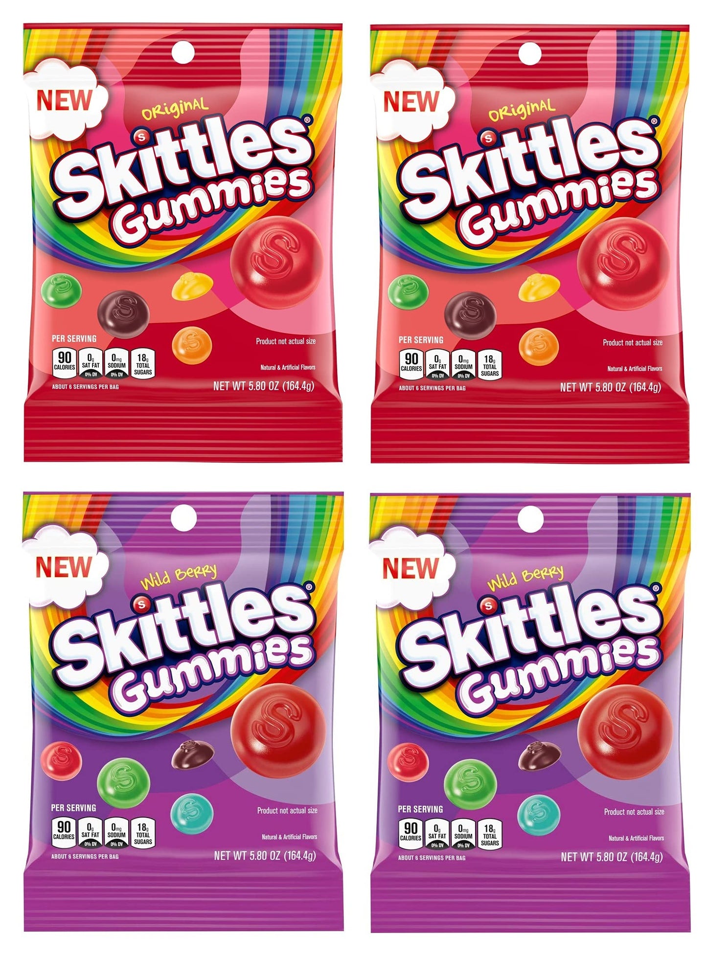 SKITTLES Gummy Candy Original and Wild Berry 58oz Bag Bundle  Includes 4 Bags  232 Total Oz