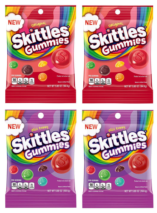 SKITTLES Gummy Candy Original and Wild Berry 58oz Bag Bundle  Includes 4 Bags  232 Total Oz