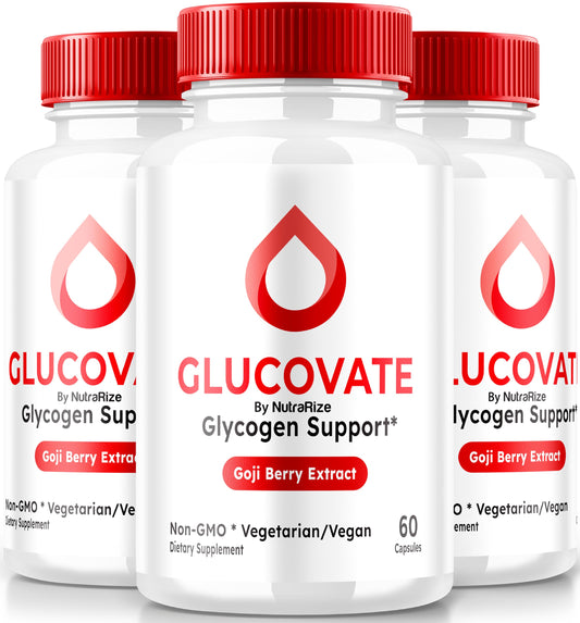 NutraRize (3 Pack) Glucovate Glycogen Support Capsules, Official All-Natural Blood Formula to Support Health and Wellness, Glucovate Pills, Gluco Vate Reviews (180 Capsules)